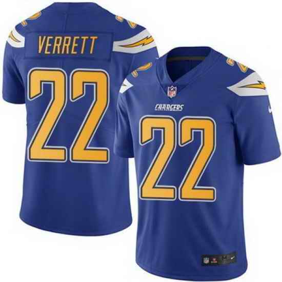 Nike Chargers #22 Jason Verrett Electric Blue Mens Stitched NFL Limited Rush Jersey